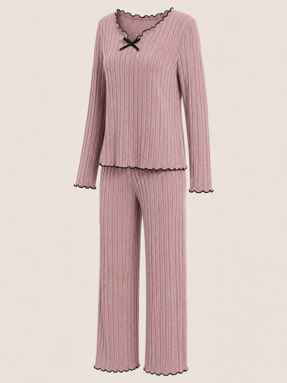 Ensemble de pyjama 2 pièces avec détails nœud papillon