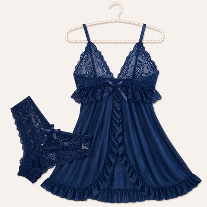 Nuisette en dentelle avec culotte assortie